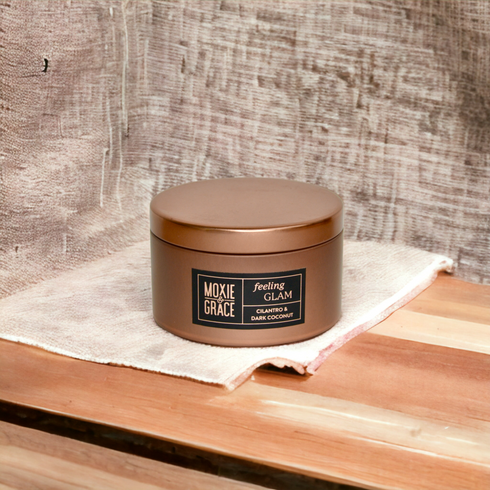 Coconut Milk & Honey 5oz Candle in Copper by Moxie & Grace — a soft, creamy blend of coconut milk, honey, vanilla, and warm musk