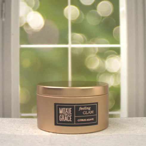 Citrus Agave 5oz Candle in Copper by Moxie & Grace — a bright, zesty blend of citrus, agave, lemon, and warm musk