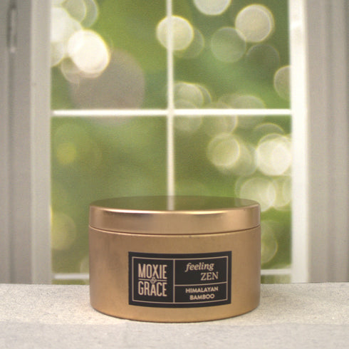 Himalayan Bamboo 5oz Candle in Copper by Moxie & Grace — a serene, spa-inspired blend of bamboo, verdant florals, lemon, and pine