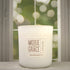 Mediterranean Fig 12oz Candle in White by Moxie & Grace — a lush, earthy blend of fig, green leaves, cedar, and warm musk